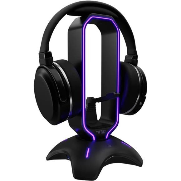 RGB Headset Stand and Gaming Headphone Stand for Desk Display with Mouse Bungee